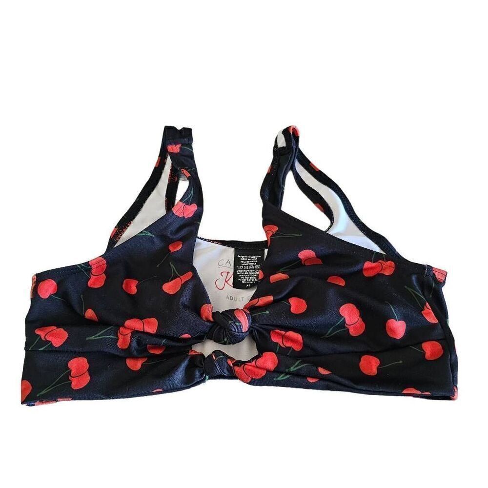 California kisses womens juniors Sz S black all over cherry swimming top